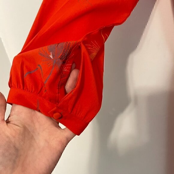 O'NEILL PACSUN Jules Shift Dress Red ish Floral 3/4 Sleeve Tie Waist Button Back - Picture 12 of 16